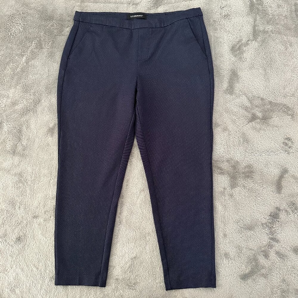 Liverpool Ponte Knit Stretch Pants Trousers 14/32 Navy Polka Dot